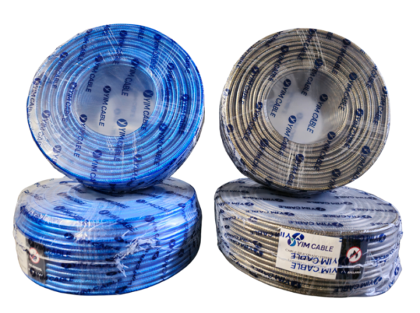 Rollo de cable micrófono siliconado negro y azul de 100 metros
