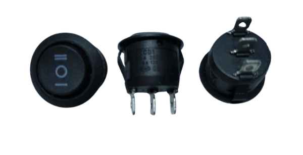 SWITCH REDONDO ON-OFF-ON 3 PINES, BLACK