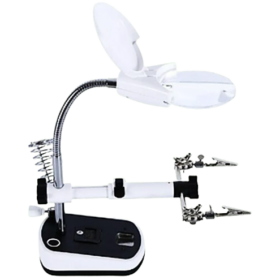 Porta Cautin con Lupa y LED Blanco D:8.5CM