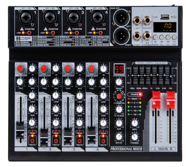 Mezcladora de audio de 4 canales