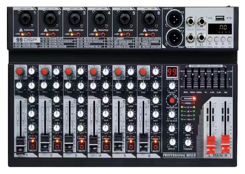 Mezcladora de audio de 6 canales