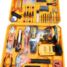 Set de herramientas de 94 piezas con taladro electrico recargable