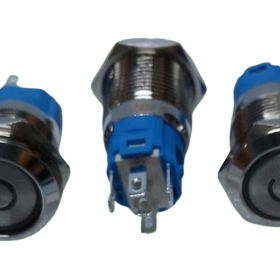 SWITCH METAL 5, PINES 16MM, ROJO - 220V