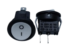 SWITCH MINI REDONDO, ONOFF 2P, BLACK-WHITE