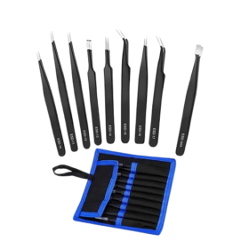 PINZAS DE ACERO ANTISTATICAS C/ESTUCHE 9 PZAS